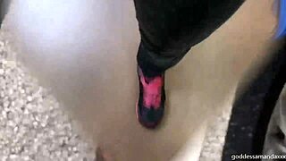 follow my sweaty socks and sneakers trail, you foot freak, as i tease you public style!