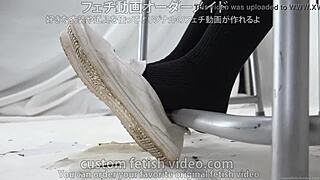 Socks Fetish Tease in Heels and Sheer Foot Play