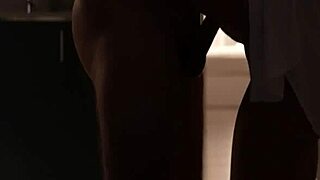 skinny girlfriend gives wet blowjob in kitchen then swallows huge cum load