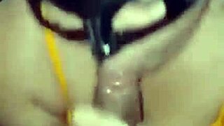 She gives a blowjob to her cuckold husband while describing her orgasm with another guy in the woods