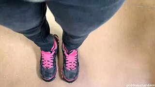 follow my sweaty socks and sneakers trail, you foot freak, as i tease you public style!