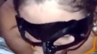 She gives a blowjob to her cuckold husband while describing her orgasm with another guy in the woods