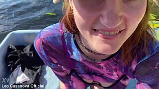 OMG Secret Island Boat Adventure Turns into Skinny Redhead's Deepthroat Facial Cumshot with Monster Cock Choking and Ball Licking
