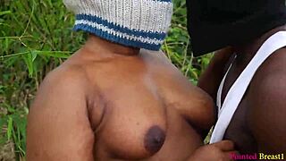 Village walk with her turns steamy as he bends her over for outdoor doggystyle ass pounding on ranch.