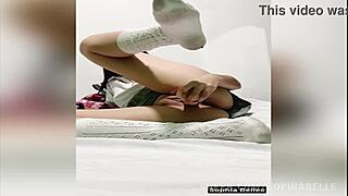 Sophia bellee stuffs dildo in room then school friend pounds her tight pussy 😈🍆📹