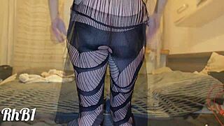 hey check this little 18yo redhead in black lingerie show