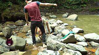 i'm pounding this stranger under the waterfall... they all caught us!!