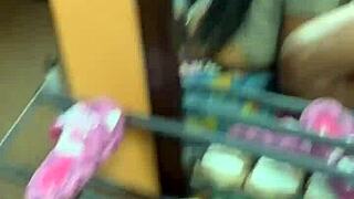 a horny ebony babe sucks big black cock sloppy at the flea market then takes facial cumshots