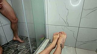 your sexy milf feet tease my huge cock before footjob ride