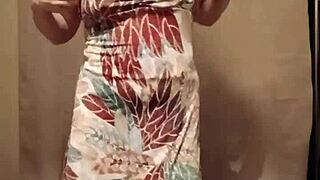 french slave f rips clothes for sexy striptease slut tease with buttplug!