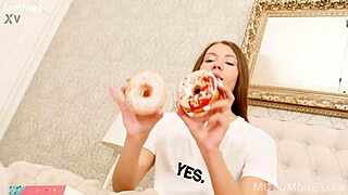 hey stephanie moon looks so innocent groping her tight pussy and small tits