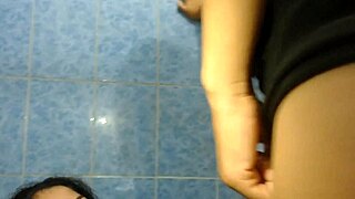 Two Stepsisters Pissing on Each Other and Hubby Joins for Lesbian Shower Trio