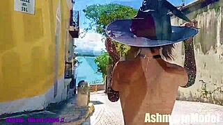 SLUT MAJICK FLASHES TOPLESS TITS IN CEMETERY SLOW MO