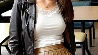 leather skirt upskirt art lesson - join the fuck?