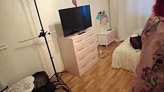 hairy dude pounds hot redhead valera doggystyle bent over cowgirl moaning quickie ride