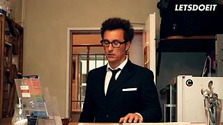 hey barbara bieber, did that businessman stretch your big fake tits and pussy in the horny hostel?