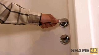 shame4k's mature birthday woman in stockings relaxes intimately on white couch