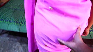 my indian bhabhi's big ass shakes in pink saree during boyfriend blowjob