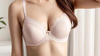 Cute kawaii japanese lingerie models tease barefoot in panties