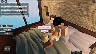 roblox slut kneels to suck monster cock before wild fucking