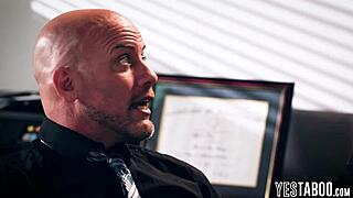 kinky teen secretary sneaks doggystyle fuck with boss while he's bent over phone call