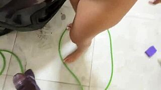 hot japanese babe washed my car then i creampied her tight pussy