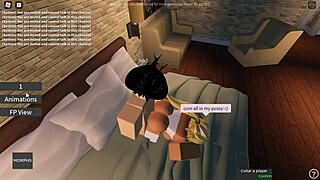 roblox slut kneels to suck monster cock before wild fucking