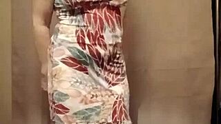 french slave f rips clothes for sexy striptease slut tease with buttplug!