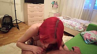 hairy dude pounds hot redhead valera doggystyle bent over cowgirl moaning quickie ride