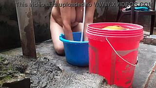 Want my wife to flash tits while bathing outdoors?