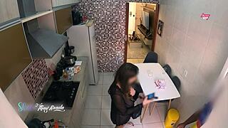 hot latina wife thay ksada greets delivery boy naked from shower in nightgown