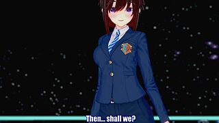 Abby meets protagonist-kun flipping roles for shemale pussy play