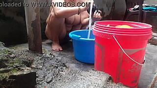 Want my wife to flash tits while bathing outdoors?