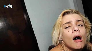 Gringo black dude games while skinny blonde nympho pussy rides his huge cock bareback