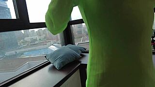 This sexy college blonde babe bends over for a quick doggystyle fuck from her boss, ending with cum in mouth