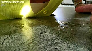 kiwi milf sub laps up master's spilled wine from her tattooed body like a dirty submissive bitch