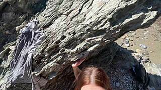 horny couple sneaks quick beach fuck doggystyle on vacation