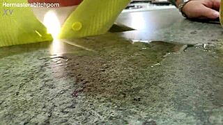 kiwi milf sub laps up master's spilled wine from her tattooed body like a dirty submissive bitch