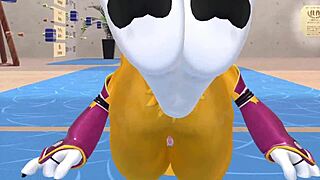 renamon stretches furry pussy solo during intense nsfw workout music video