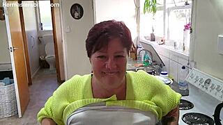 kiwi milf sub laps up master's spilled wine from her tattooed body like a dirty submissive bitch