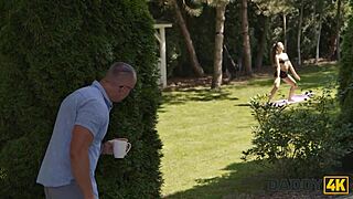 Damn sexy Vixi Rafi gets roughly fucked by boyfriend's stepdaddy