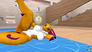 renamon stretches furry pussy solo during intense nsfw workout music video