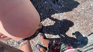 horny couple sneaks quick beach fuck doggystyle on vacation