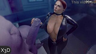 black widow takes monster cock deep in her huge ass!
