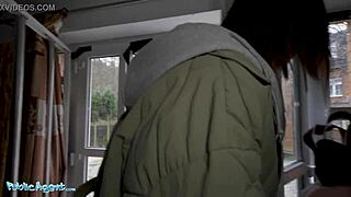 Ukrainian smoker pays train fine flashing tits for public doggystyle pounding