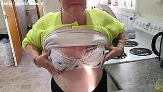 kiwi milf sub laps up master's spilled wine from her tattooed body like a dirty submissive bitch