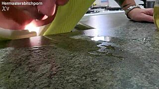 kiwi milf sub laps up master's spilled wine from her tattooed body like a dirty submissive bitch