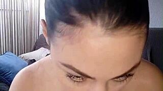 whoa this brunette's HUGE tits while she moans fingering her wet pussy 😍💦