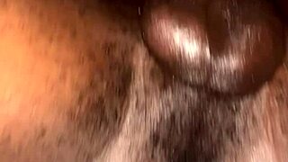 this ebony with fat ass gets pounded raw doggystyle until creampie fills her up