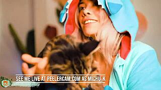 super cute webcam girl fingers herself in cosplay fun